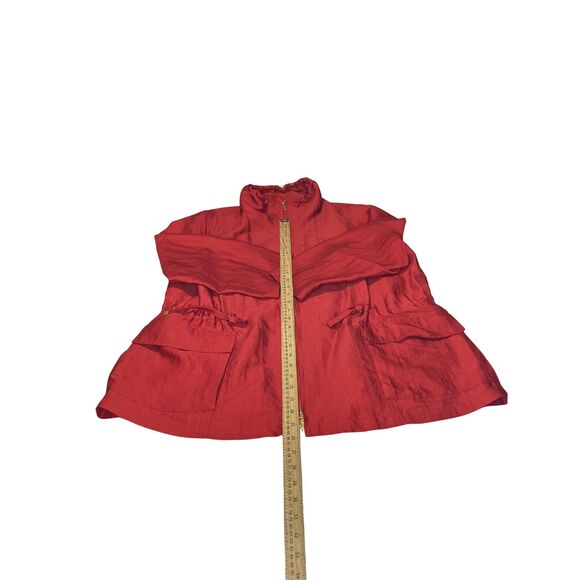 Lafayette 148 New York Red Anorak Jacket XL – Silk Blend Drawstring Coat - Picture 4 of 9